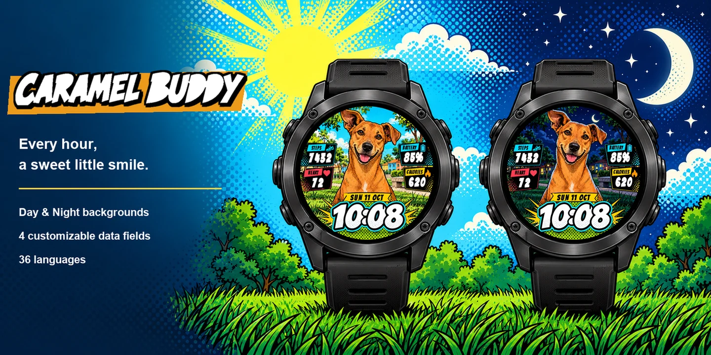 Caramel Buddy em dois relógios: Dia e Noite