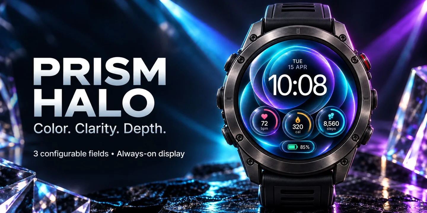 Prism Halo sur une montre, cristaux et lumière